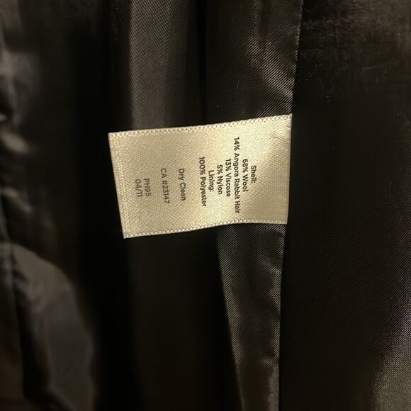 Talbots Petite Black Wool and Angora Rabbit Fur Blend Long Coat - Picture 13 of 16